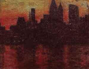 Manhattan at dusk by 
																			Joyce Stillman-Myers