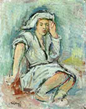 Seated woman by 
																	Milos Vuskovic
