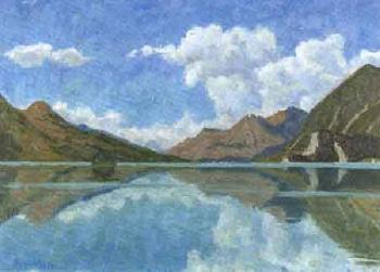 View of the Silsersee looking towards Maloja by 
																	Heinrich Nyffenegger