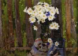 Still life with vase of daisies by 
																	Vladimir Danilouk