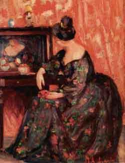 Lady at dressing table by 
																	Marie Anne Laigle