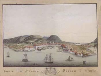Prospect of the town Bergen in Norway by 
																	Mathias Ferslev Dalager