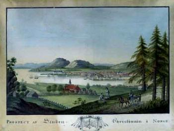 Prospect of the town Christiania in Norway by 
																	Mathias Ferslev Dalager