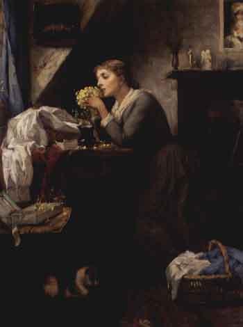 Interior scene with young woman by 
																	Catherine Caroline Engelhart