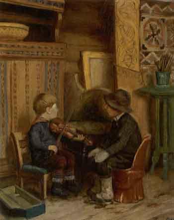 Young boy playing the violin by 
																	Lars Osa