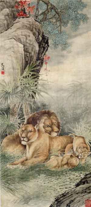 Lion family by 
																	 Zhu Jia