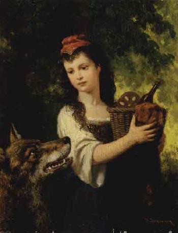 Little Red Riding Hood and the bad wolf by 
																	Franz Maria Ingenmey