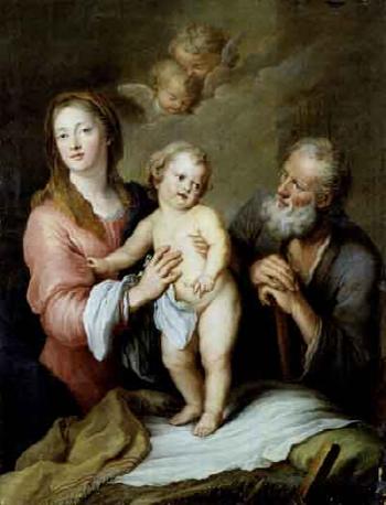 The Holy Family with two angels by 
																	Joachim Martin Falbe