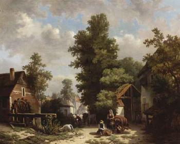Village street in summer by 
																	H van Hagendoren
