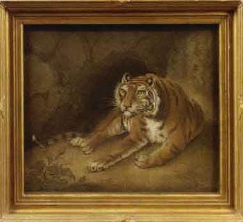 Tiger at the entrance to a lair by 
																	Benjamin Zobel