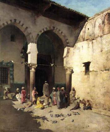 Devant la mosquee by 
																	Emile Regnault de Maulmain