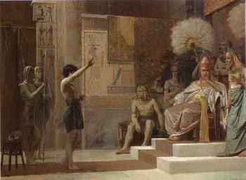 Joseph explaining the dreams of the Farao by 
																	Abraham Cornelis Neufville
