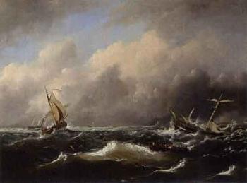 Sailing vessels in choppy seas by 
																	Govert van Emmerik
