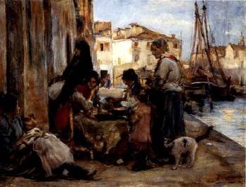 Women of Chioggia along the canal by 
																	Alessandro Zezzos