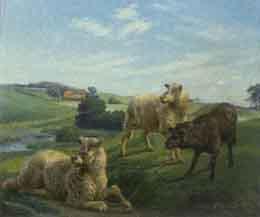 Landscape with sheep by 
																	Karl Hansen-Reistrup