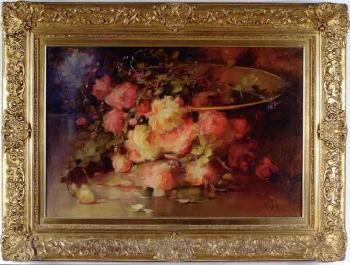 Still life with roses by 
																	Florine Hyer