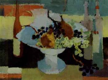 Still life with grapes and pears by 
																	Hans Affeltranger