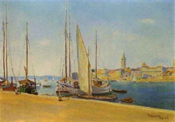 Croatian fishing harbour by 
																	Rudolf Uherek