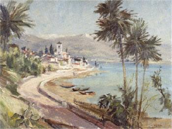 On the banks of Lake Garda by 
																	Fritz Muhlen