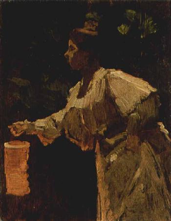A lady with a Chinese lantern by 
																	Marinus van der Maarel
