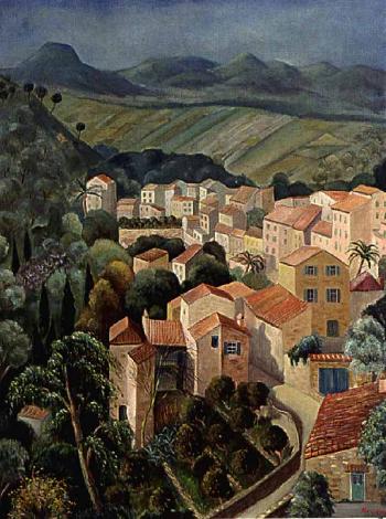 View of a town in the South of France by 
																	Arnold Bernard Neujean