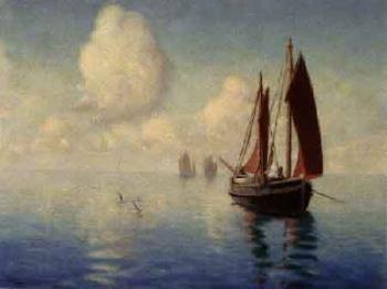 Sailboats in calm waters by 
																	William Cadwalader