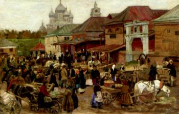 Market in a provincial town by 
																	Vyacheslav Pavlovich Bychkov