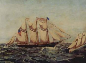 The schooner Alfred Thomas with the Seagull by 
																	Jurgan Frederick Huge