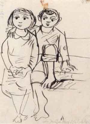 Boy and girl by 
																	John Craxton