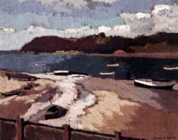 Seaside scene at Caenarfon Bay by 
																	Edward Morland Lewis