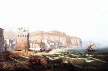 View of an Italian fortress, possibly Salerno by 
																	August Friedrich Wilhelm Nothnagel
