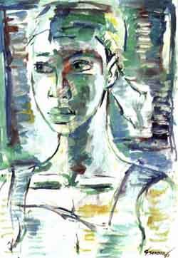 Portrait of a young woman by 
																	Gerard Sekoto