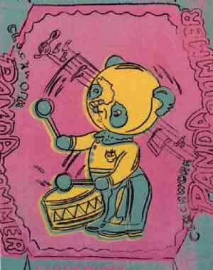 Toy painting, clockwork panda drummer by 
																	Andy Warhol