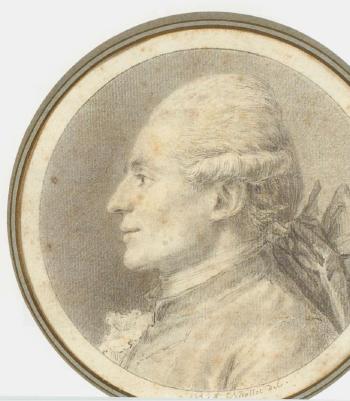 Portrait d'homme en buste avec un noeud dans les cheveux by 
																	Benedict Alphonse Nicollet