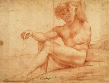 Seated man in profile by 
																	Giovanni Angelo Canini