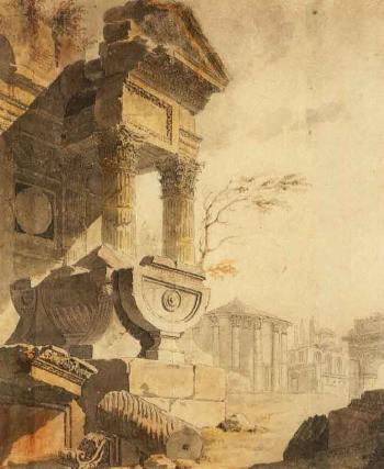 Capriccio avec temple de Cybele by 
																	Jacques Pascal Virbent