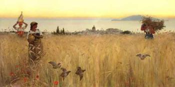 Woman in the wheat fields, Anacapri by 
																	Charles Caryl Coleman