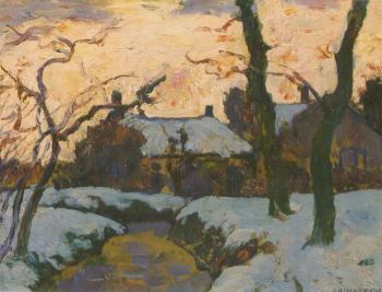 Winter landscape at twilight by 
																	Carel Bernardus Dankmeyer