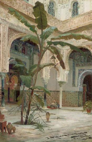 Rest in the Alcazar, Seville by 
																			Jose Montenegro Capell