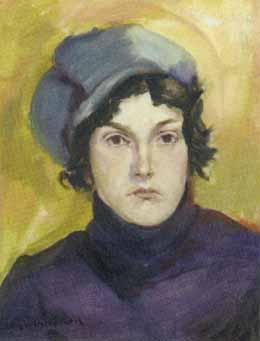 Portrait of a woman in purple shirt by 
																	Edwin Dickinson