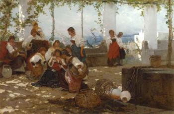 Women on a terrace by 
																	Anselmo de Guinea