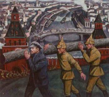 Lenin participating on a Saturday labour day by 
																	Aleksei Mikhailovich Kadushkin