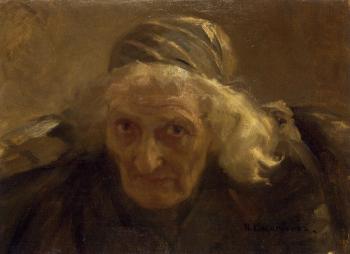 Portrait of an old woman by 
																	Nikolai Alexeievich Kasatkin