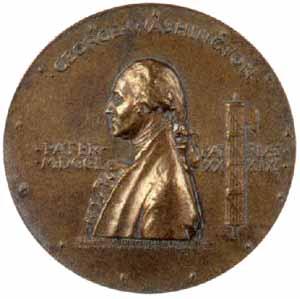George Washington inauguration centennial medal by 
																	Augustus Saint-Gaudens