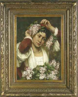 Lady with lilacs by 
																	Edmond Alfonse Charles Lambrichs