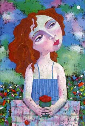 Girl with cherries by 
																	Eduardo Nikanorov
