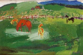 Landscape with horses by 
																	Jose Olaso Villalba