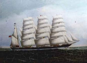 Portrait of a steel, four-masted barque by 
																	 Kwong-Sang