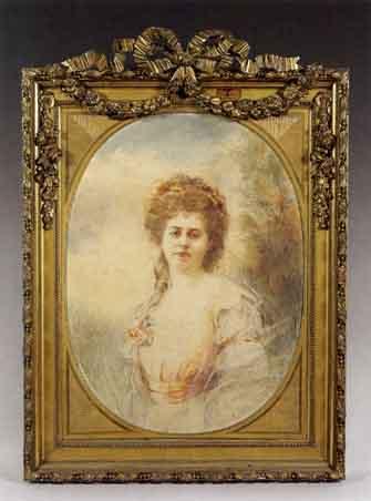 Portrait de femme en buste sur fond de paysage by 
																	Georges Achille-Fould