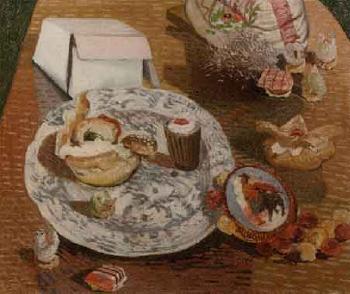 A still life with pastry by 
																	Georges Averhals